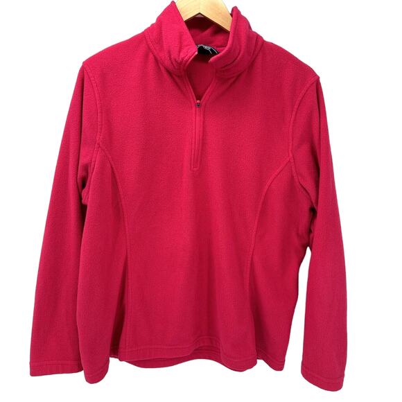 Lands End Jacket Womens Large Pink Fleece Pullover Lightweight Long Sleeve - Picture 1 of 6
